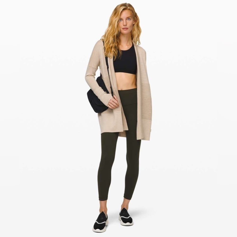 Lululemon Sit in Locus Wrap II Heathered Sandlot Merino Wool Cardigan